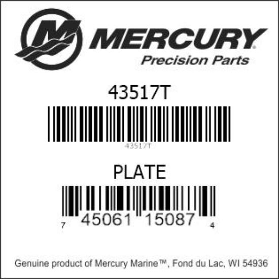 Bar codes for Mercury Marine part number 43517T