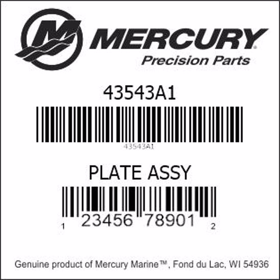 Bar codes for Mercury Marine part number 43543A1