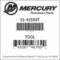 Bar codes for Mercury Marine part number 91-43559T
