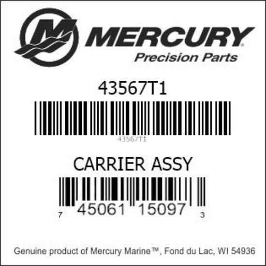 Bar codes for Mercury Marine part number 43567T1