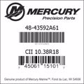 Bar codes for Mercury Marine part number 48-43592A61