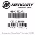 Bar codes for Mercury Marine part number 48-43592A71