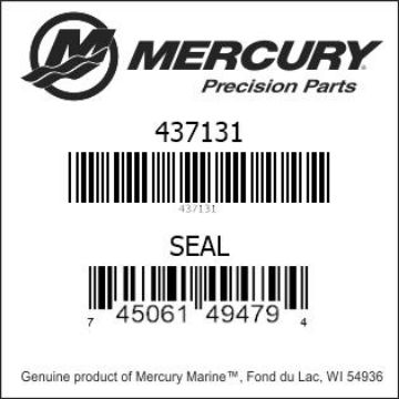 Mercury Marine part number 437131 SEAL Bar codes for Mercury Marine part number 437131