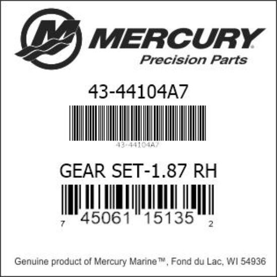 Bar codes for Mercury Marine part number 43-44104A7