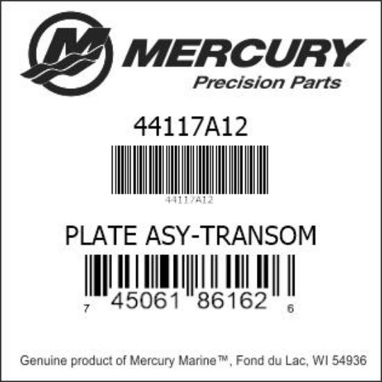 Bar codes for Mercury Marine part number 44117A12