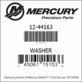 Bar codes for Mercury Marine part number 12-44163