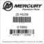Mercury Marine part number 25-45258 O RING Bar codes for Mercury Marine part number 25-45258