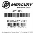 Bar codes for Mercury Marine part number 45518A3