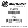 Bar codes for Mercury Marine part number 26-45587