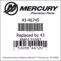 Bar codes for Mercury Marine part number 43-46745