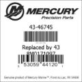 Bar codes for Mercury Marine part number 43-46745