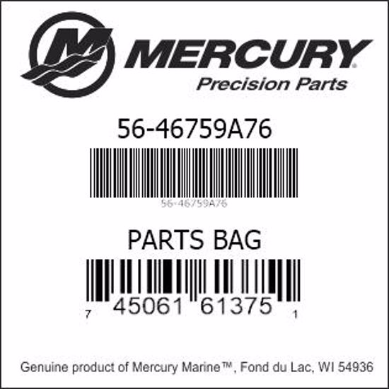 Bar codes for Mercury Marine part number 56-46759A76