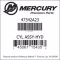 Bar codes for Mercury Marine part number 47342A23