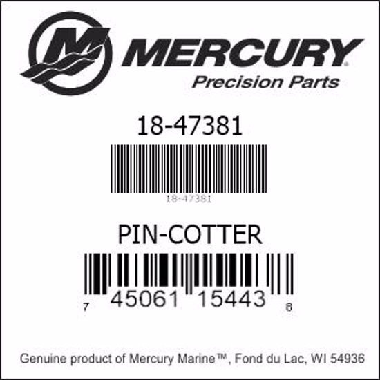 Bar codes for Mercury Marine part number 18-47381