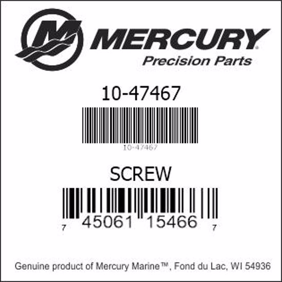 Bar codes for Mercury Marine part number 10-47467