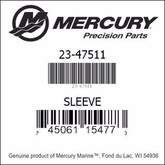 Bar codes for Mercury Marine part number 23-47511