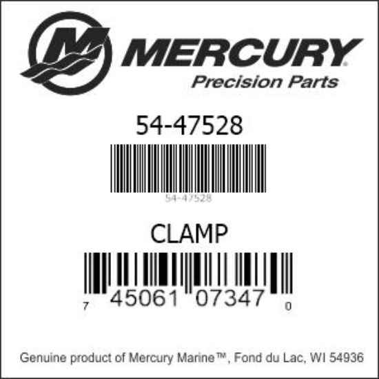 Bar codes for Mercury Marine part number 54-47528