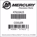 Bar codes for Mercury Marine part number 47610A15