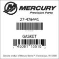 Bar codes for Mercury Marine part number 27-476441