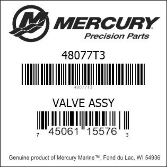 Bar codes for Mercury Marine part number 48077T3