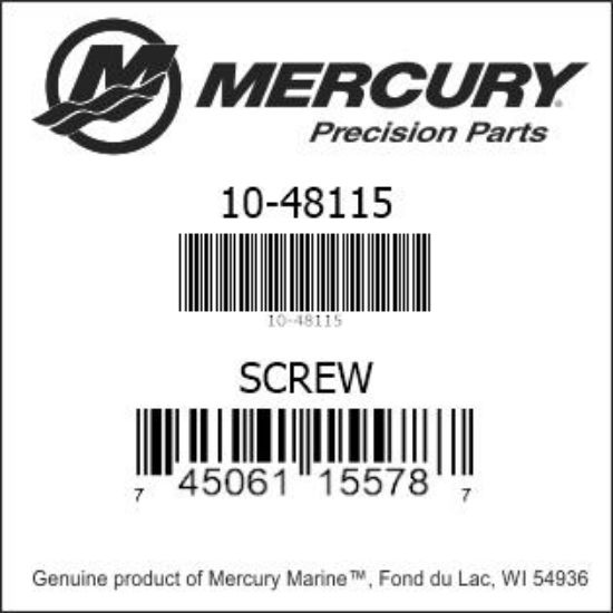 Bar codes for Mercury Marine part number 10-48115