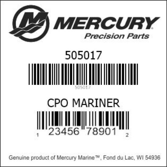 Bar codes for Mercury Marine part number 505017
