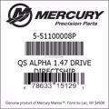 Bar codes for Mercury Marine part number 5-51100008P
