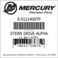 Bar codes for Mercury Marine part number 5-5121400TP