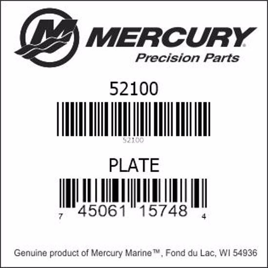 Bar codes for Mercury Marine part number 52100
