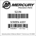 Bar codes for Mercury Marine part number 52146