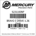Bar codes for Mercury Marine part number 5231100NP