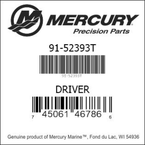 Bar codes for Mercury Marine part number 91-52393T