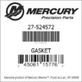 Bar codes for Mercury Marine part number 27-524572