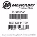 Bar codes for Mercury Marine part number 91-52915A6