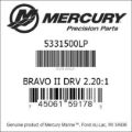 Bar codes for Mercury Marine part number 5331500LP