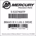 Bar codes for Mercury Marine part number 5-5337400TP