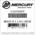 Bar codes for Mercury Marine part number 5-5337500TP