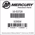 Bar codes for Mercury Marine part number 10-53728