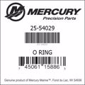 Bar codes for Mercury Marine part number 25-54029
