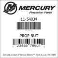 Bar codes for Mercury Marine part number 11-54034