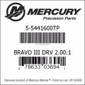 Bar codes for Mercury Marine part number 5-5441600TP