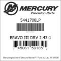 Bar codes for Mercury Marine part number 5441700LP