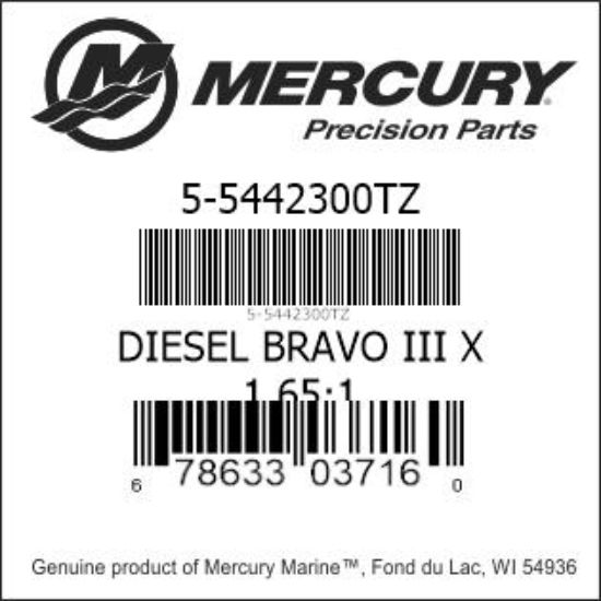 Bar codes for Mercury Marine part number 5-5442300TZ