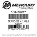 Bar codes for Mercury Marine part number 5-5447400TZ