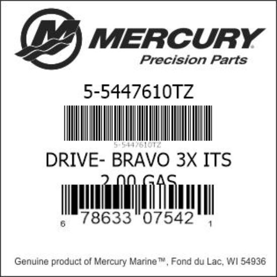 Bar codes for Mercury Marine part number 5-5447610TZ