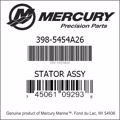 Bar codes for Mercury Marine part number 398-5454A26