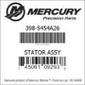 Bar codes for Mercury Marine part number 398-5454A26