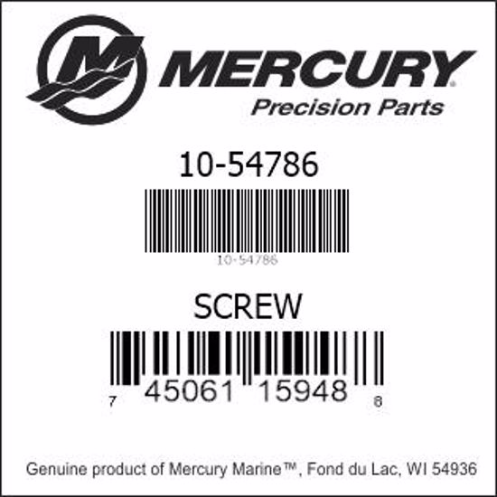 Bar codes for Mercury Marine part number 10-54786