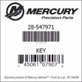 Bar codes for Mercury Marine part number 28-547971