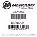 Bar codes for Mercury Marine part number 45-55796